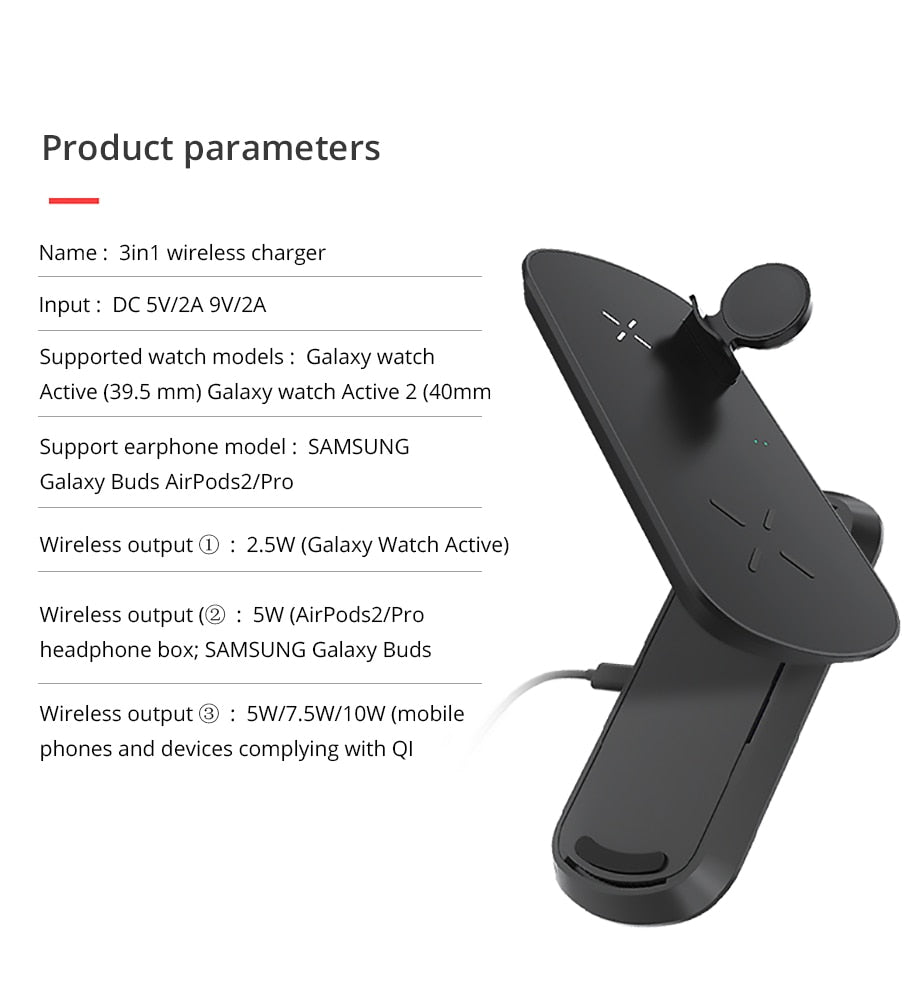 Dock de carga inalámbrico Dock™ 3 en 1 para iPhone y Samsung - ENGLA Chile ®