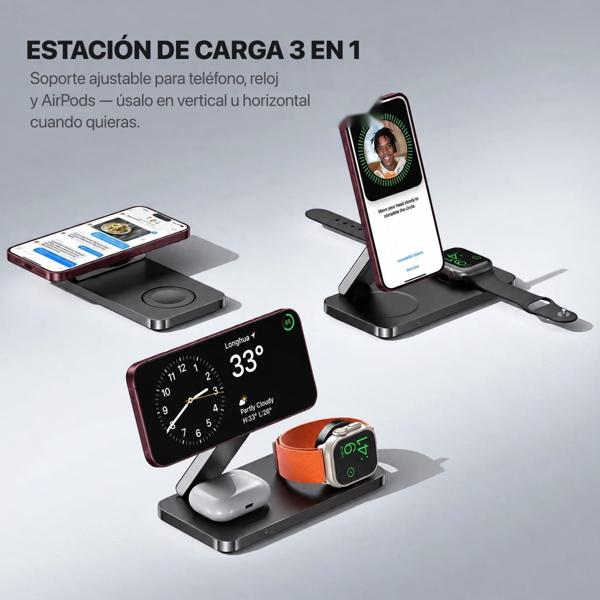 Estación de carga 3 en 1