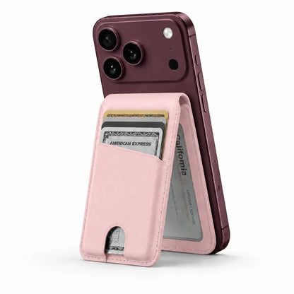 MagWallet Rosa Palo — billetera MagSafe de cuero