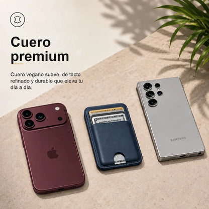 MagWallet Azul Marino — cuero premium