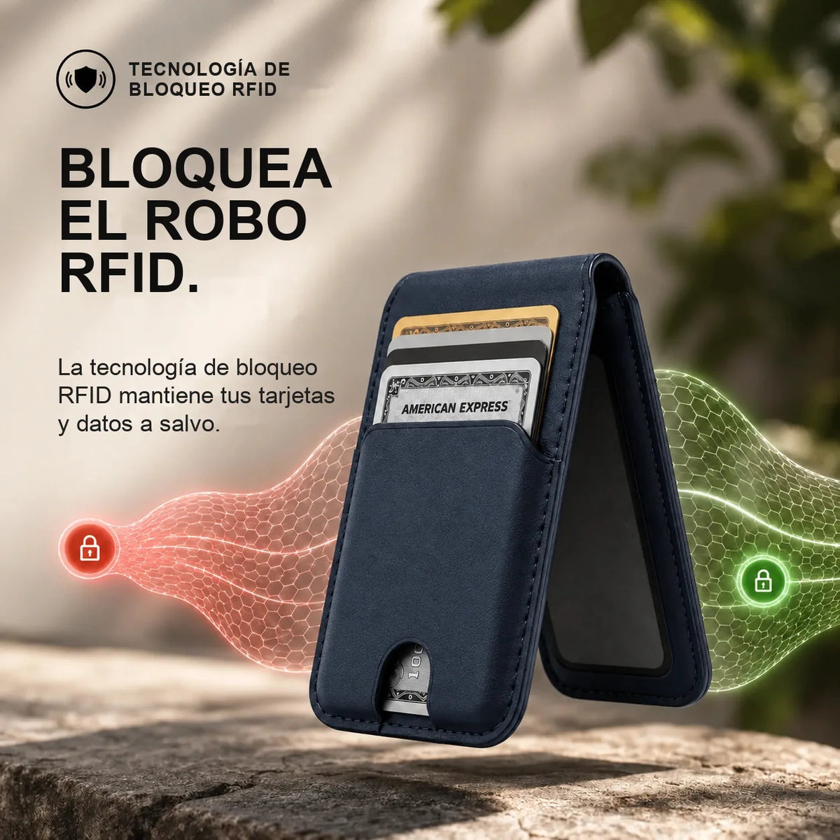 MagWallet Azul Marino — bloqueo RFID