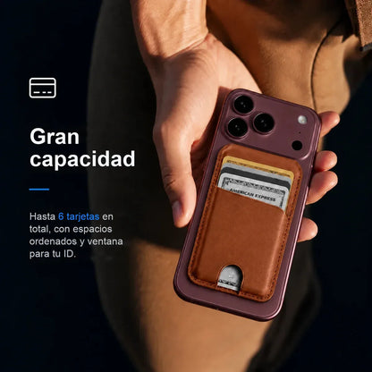 MagWallet Café Castaño — capacidad de tarjetas
