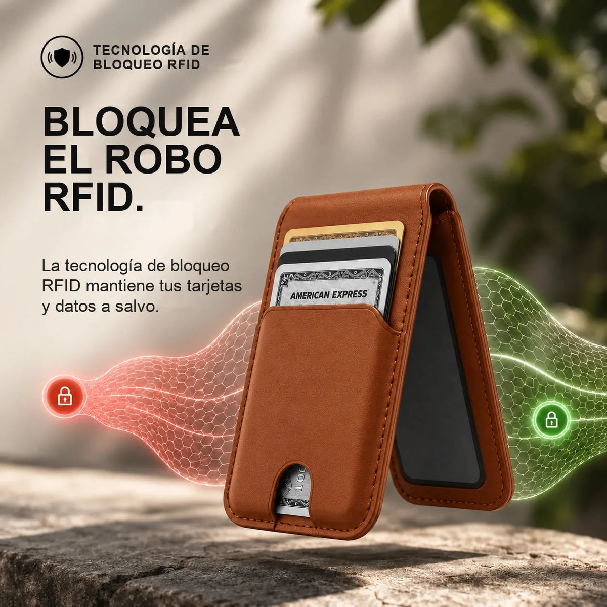 MagWallet Café Castaño — bloqueo RFID