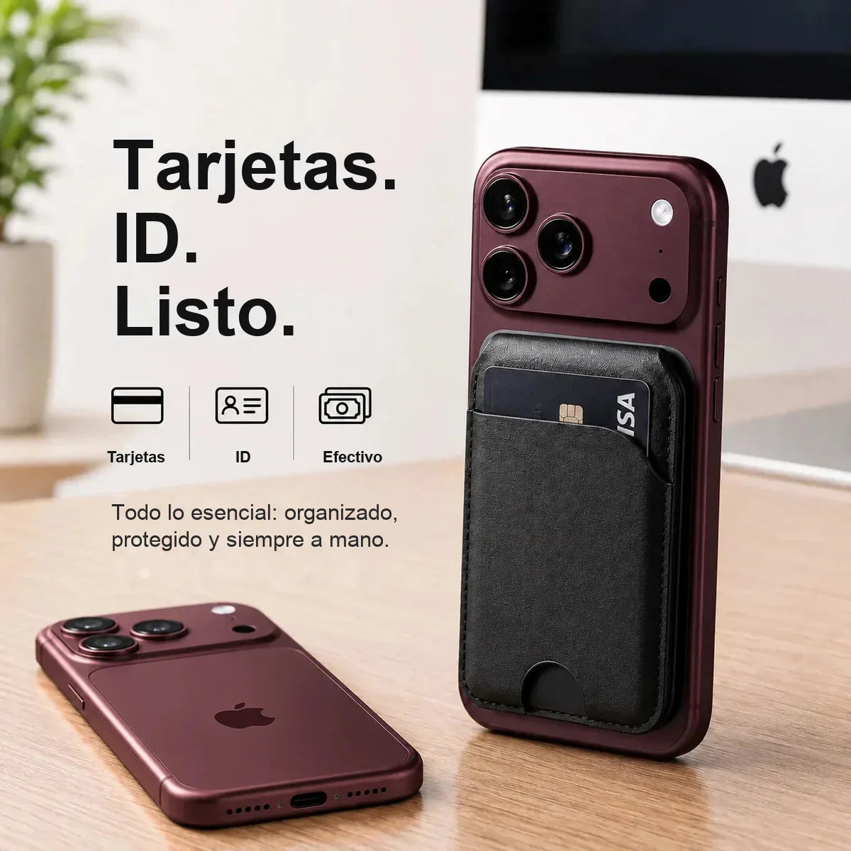 MagWallet Negro Medianoche — tarjetas, ID y efectivo