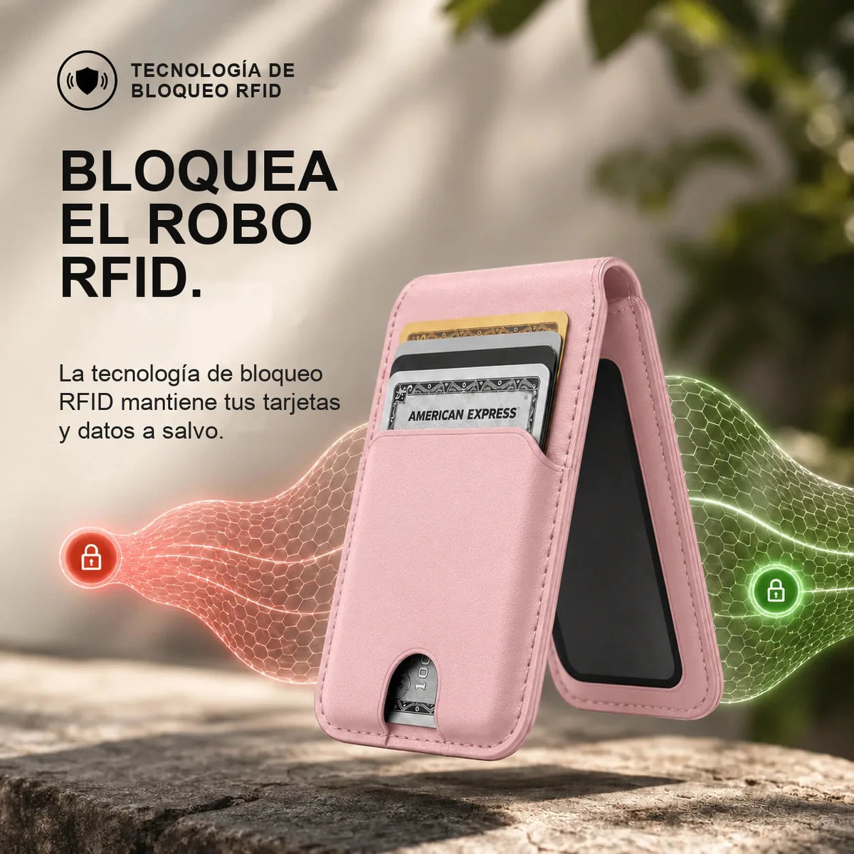 MagWallet Rosa Palo — bloqueo RFID
