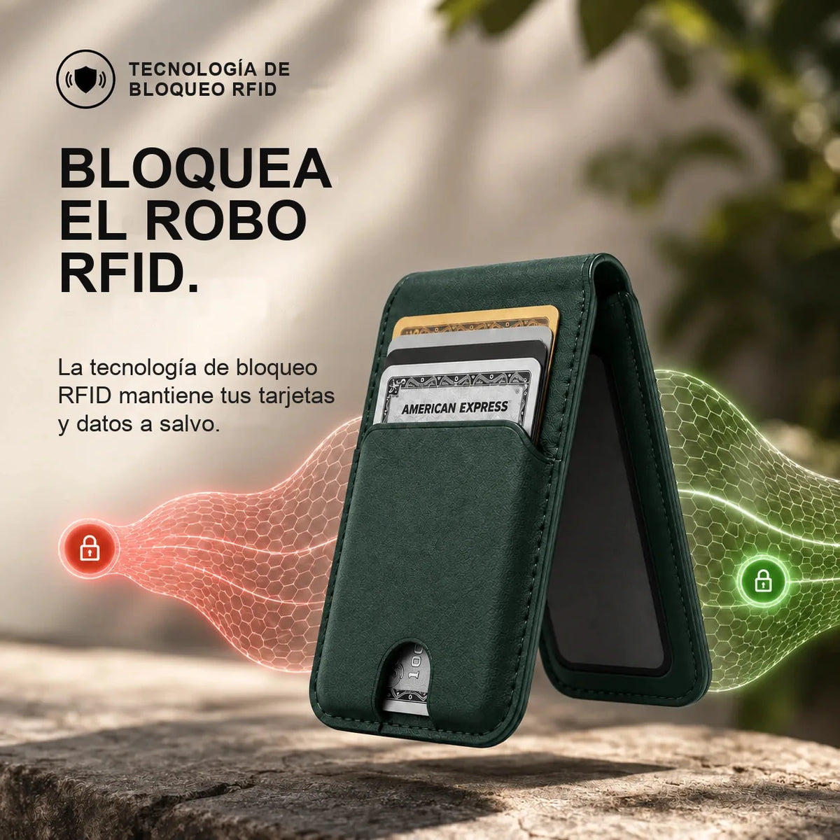 MagWallet Verde Esmeralda — bloqueo RFID