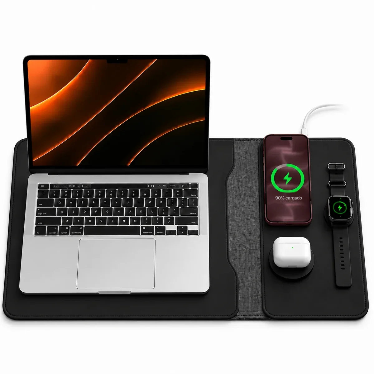 MagDesk Sleeve Negro Medianoche con tres zonas de carga