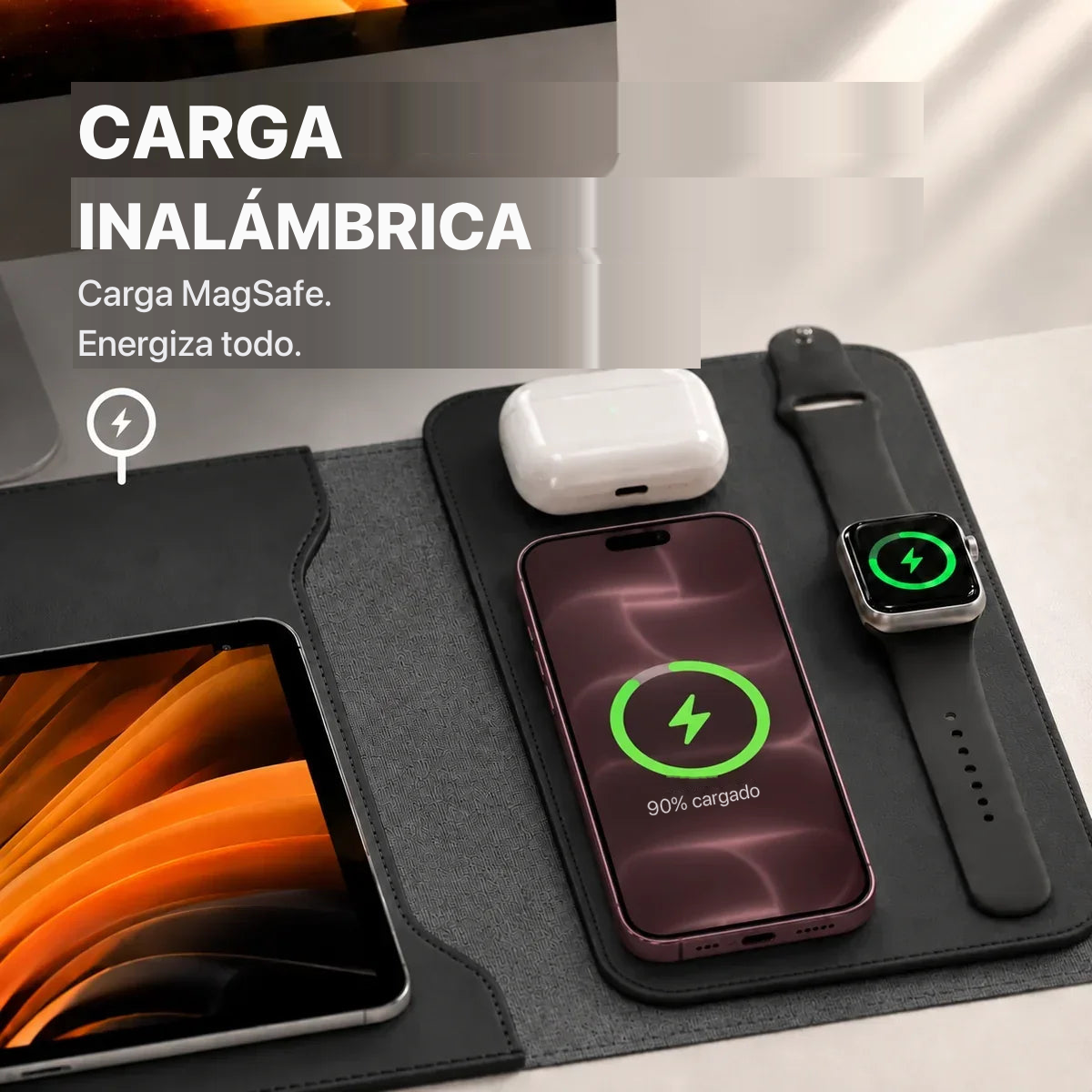 Carga inalámbrica MagSafe — MagDesk Sleeve Negro Medianoche
