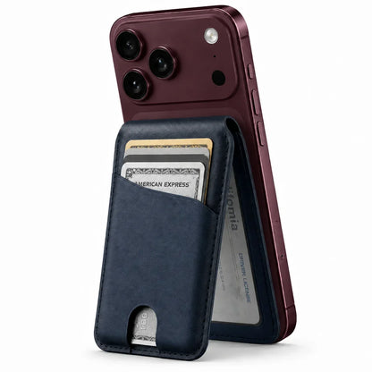 MagWallet Azul Marino — billetera MagSafe de cuero
