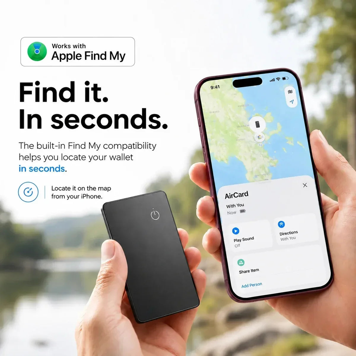 AirCard siendo ubicada con Apple Find My