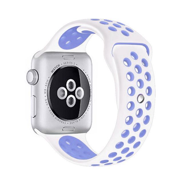 Correa deportiva Sport para Apple Watch 21 colores - ENGLA Chile ® White with purple / 38MM or 40MM SM