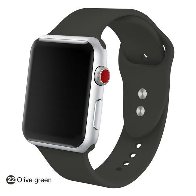 Correa de silicona suave para todos los modelos de Apple Watch 21 colores - ENGLA Chile ® Dark olive / 42MM SM