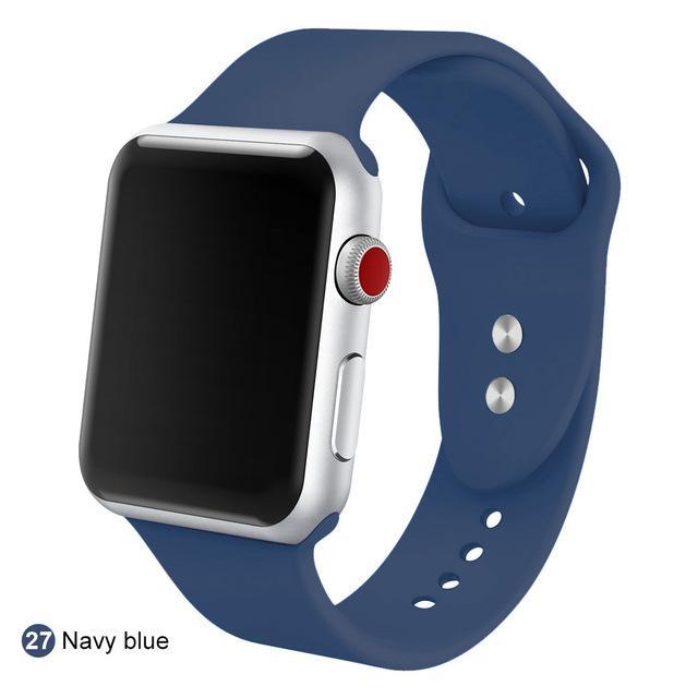Correa de silicona suave para todos los modelos de Apple Watch 21 colores - ENGLA Chile ® Navy blue / 42MM SM