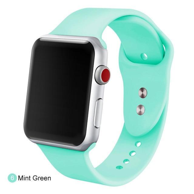 Correa de silicona suave para todos los modelos de Apple Watch 21 colores - ENGLA Chile ® Mint green / 38MM SM
