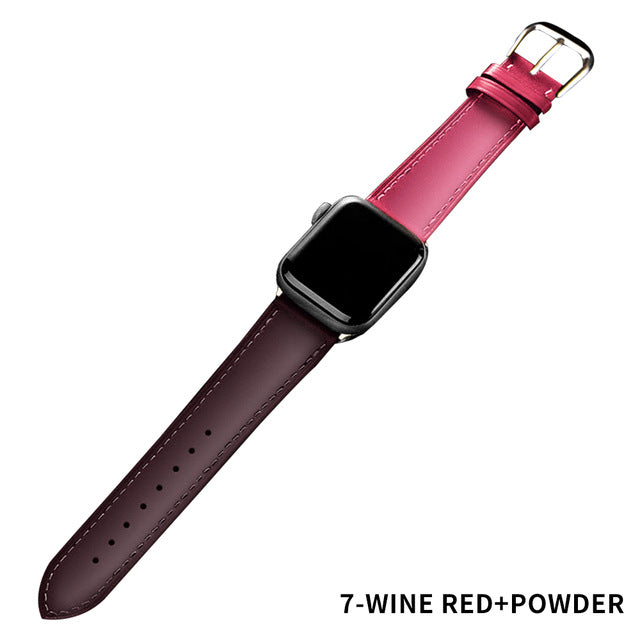 Correa de cuero para Apple Watch - ENGLA Chile ® WINE RED POWDER / 42mm or 44mm