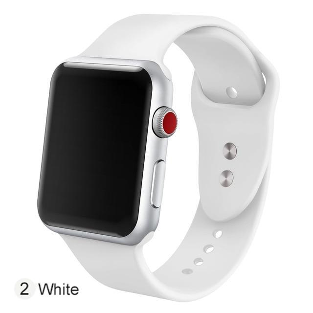 Correa de silicona suave para todos los modelos de Apple Watch 21 colores - ENGLA Chile ® White / 38MM SM