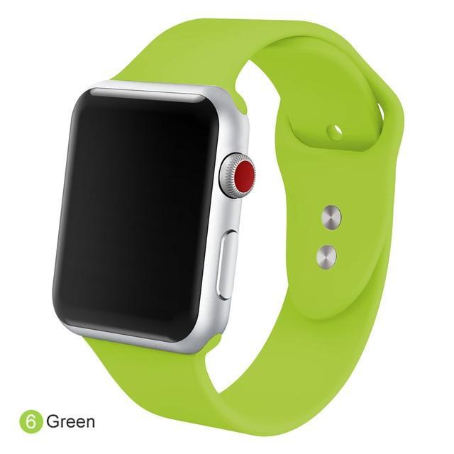 Correa de silicona suave para todos los modelos de Apple Watch 21 colores - ENGLA Chile ® Green / 38MM SM