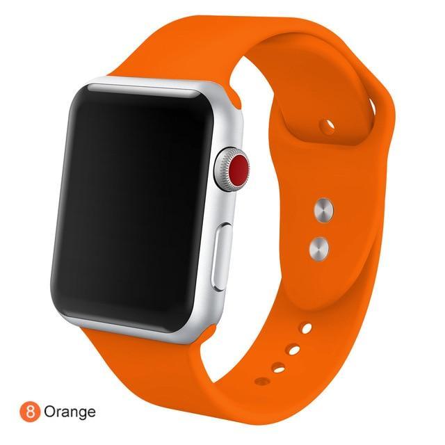 Correa de silicona suave para todos los modelos de Apple Watch 21 colores - ENGLA Chile ® Orange / 38MM SM