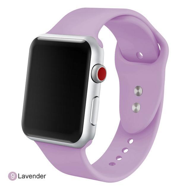 Correa de silicona suave para todos los modelos de Apple Watch 21 colores - ENGLA Chile ® Lavender / 38MM SM