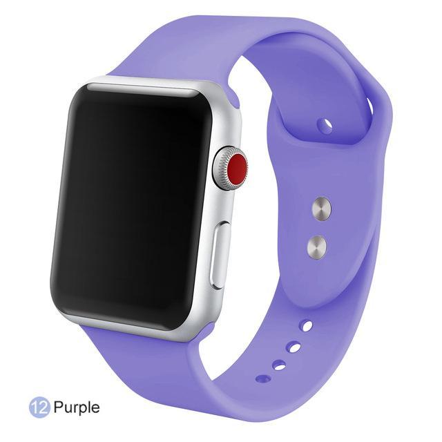 Correa de silicona suave para todos los modelos de Apple Watch 21 colores - ENGLA Chile ® Purple / 38MM SM