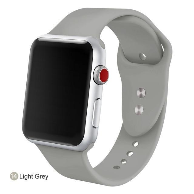 Correa de silicona suave para todos los modelos de Apple Watch 21 colores - ENGLA Chile ® Light Grey / 38MM SM