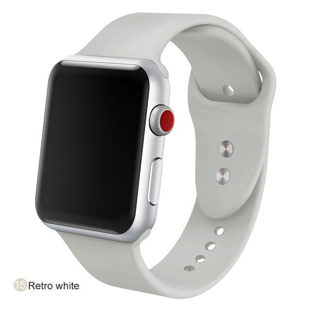 Correa de silicona suave para todos los modelos de Apple Watch 21 colores - ENGLA Chile ® Retro white / 38MM SM