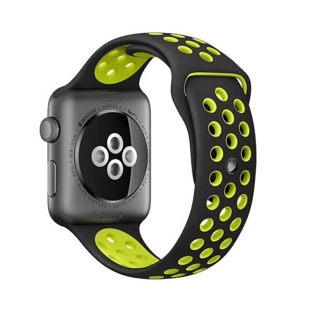 Correa deportiva Sport para Apple Watch 21 colores - ENGLA Chile ® Black with yellow / 38MM or 40MM SM