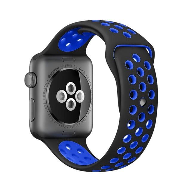 Correa deportiva Sport para Apple Watch 21 colores - ENGLA Chile ® Black with blue / 38MM or 40MM SM