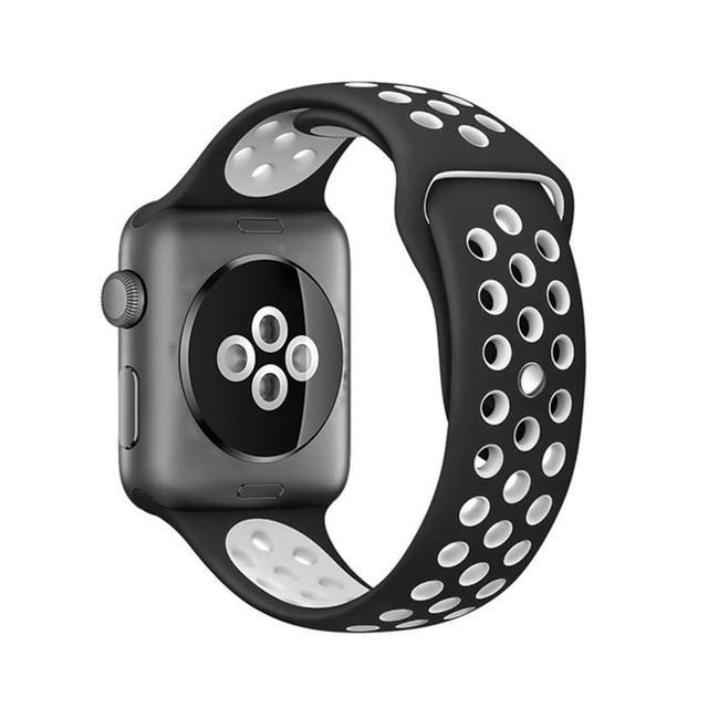 Correa deportiva Sport para Apple Watch 21 colores - ENGLA Chile ® Black with white / 38MM or 40MM SM