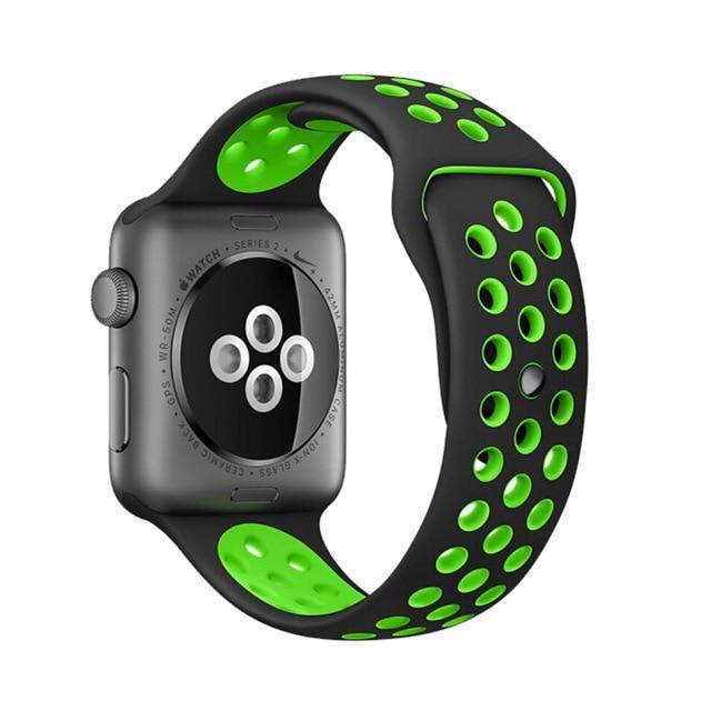 Correa deportiva Sport para Apple Watch 21 colores - ENGLA Chile ® Black with green / 38MM or 40MM SM