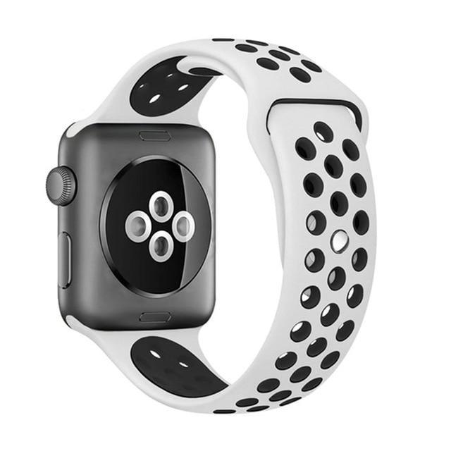 Correa deportiva Sport para Apple Watch 21 colores - ENGLA Chile ® White with black / 38MM or 40MM SM