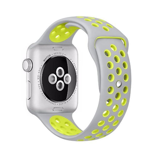 Correa deportiva Sport para Apple Watch 21 colores - ENGLA Chile ® Silver with yellow / 38MM or 40MM SM