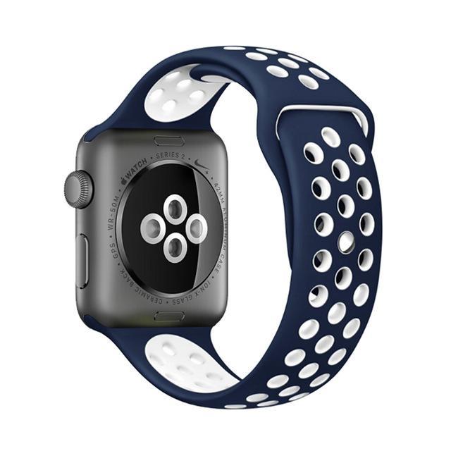 Correa deportiva Sport para Apple Watch 21 colores - ENGLA Chile ® Dark blue with white / 38MM or 40MM SM