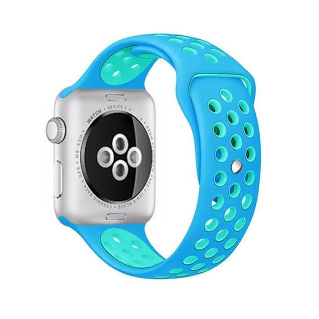 Correa deportiva Sport para Apple Watch 21 colores - ENGLA Chile ® Sky blue with green / 38MM or 40MM SM