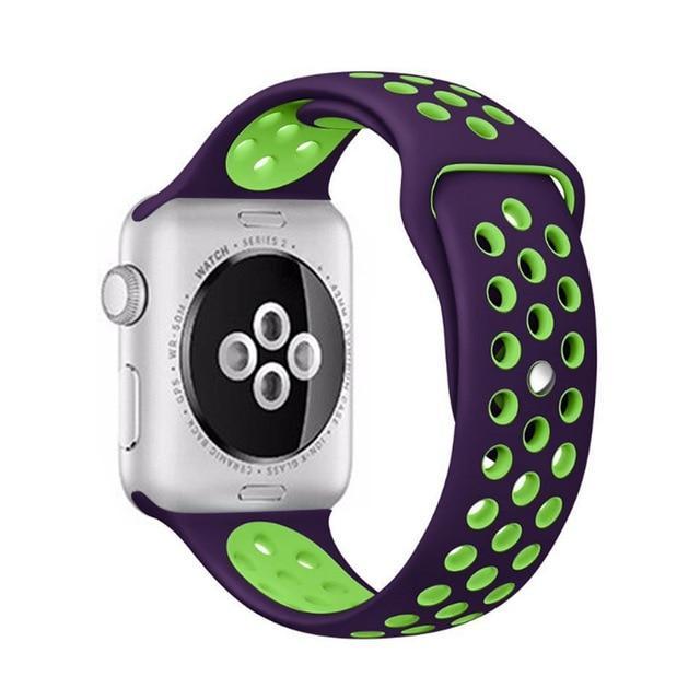 Correa deportiva Sport para Apple Watch 21 colores - ENGLA Chile ® Purple with green / 38MM or 40MM SM