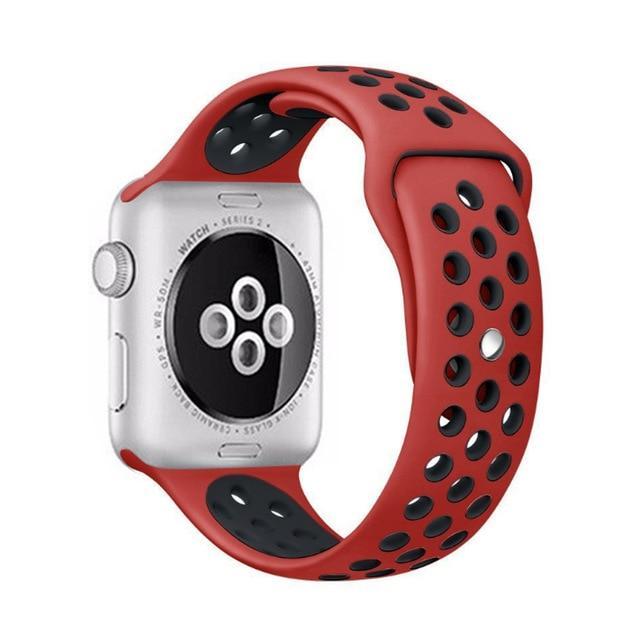 Correa deportiva Sport para Apple Watch 21 colores - ENGLA Chile ® Red with black / 38MM or 40MM SM