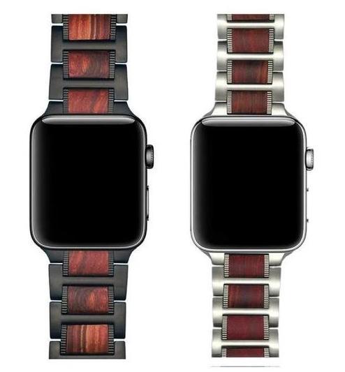 Correa de lujo para Apple Watch de madera natural y acero inoxidable - ENGLA Chile ®